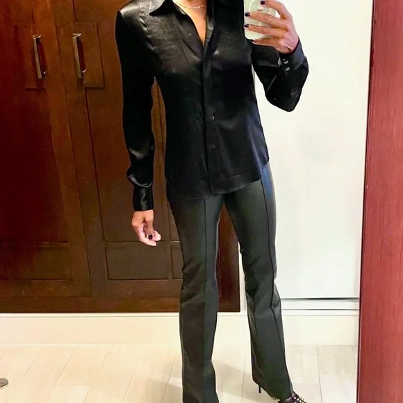 Helmut Lang Lambskin Size Zip Leather Boot Cut Pants - Size 2 - Picture 5 of 6